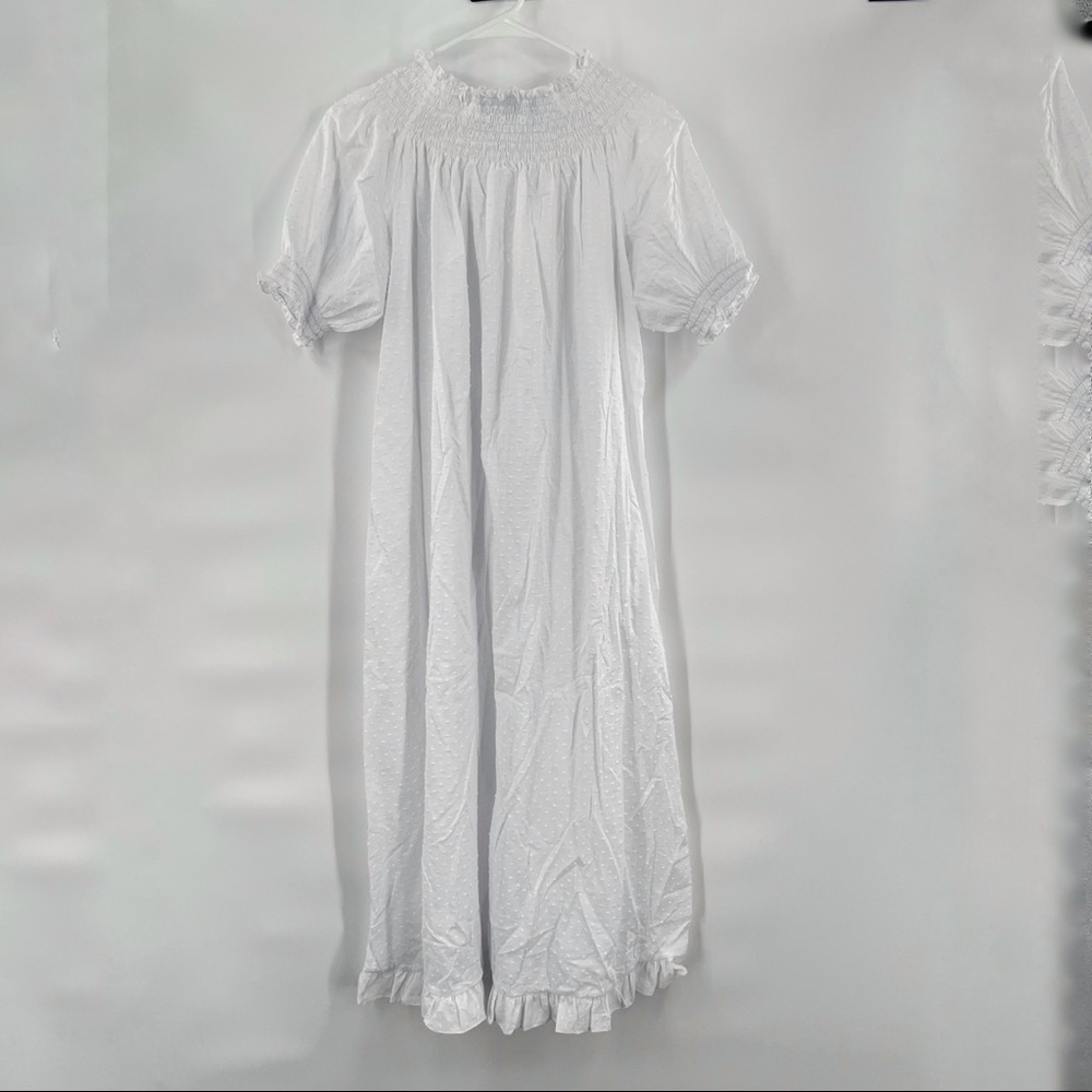NWOT Hill House The Caroline Nap Dress White Swiss Dot Puff Short Sleeve Midi - Picture 7 of 16